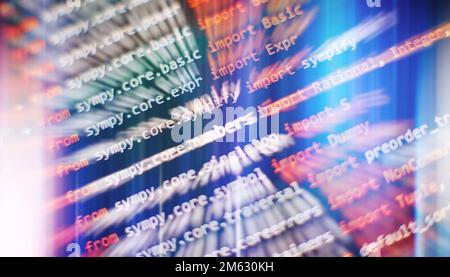 SEO optimization. Modern tech. PHP syntax highlighted. Writing programming functions on laptop. Big data and Internet of things trend. Stock Photo