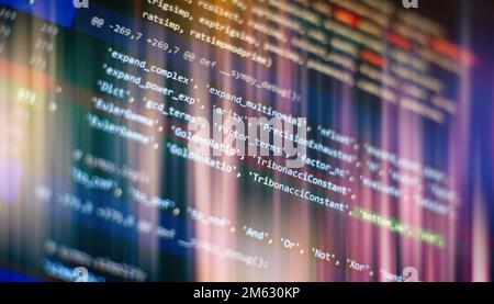 IT business. Python code computer screen. Mobile application design Concept. Stock Photo