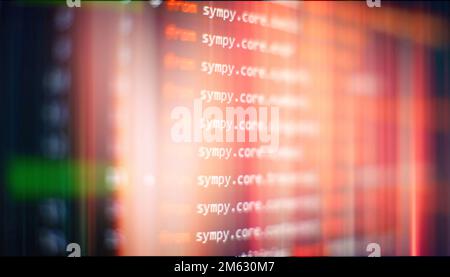 SEO optimization. Modern tech. PHP syntax highlighted. Writing programming functions on laptop. Big data and Internet of things trend. Stock Photo