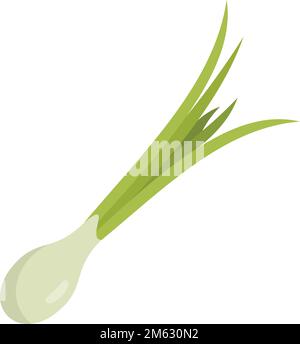 Chive basil icon flat vector. Fresh onion. Herb leek isolated Stock Vector
