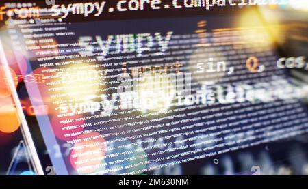 Code of web page displayed on a computer monitor Stock Photo