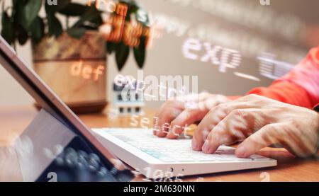 Code of web page displayed on a computer monitor Stock Photo