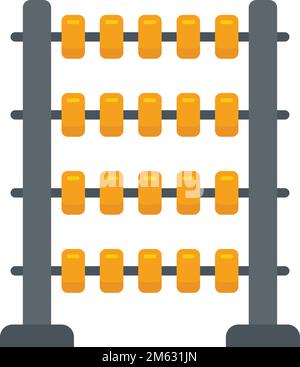 Chinese abacus icon flat vector. Math calculator. Wooden toy isolated Stock Vector