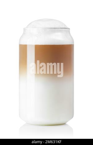latte macchiato with milk foam in glass isolated on white Stock Photo