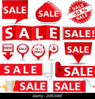 Red sale banners, vector eps10 illustration Stock Vector