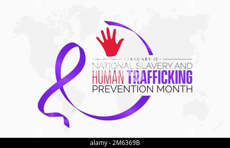 Vector banner template design concept of National Slavery and Human Trafficking Prevention Month observed on every January Stock Vector