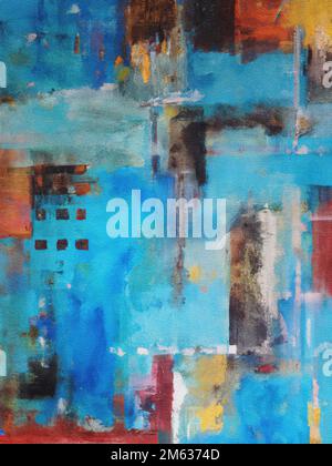 Abstract background of black and yellow strokes on blue background of creative painting Stock Photo