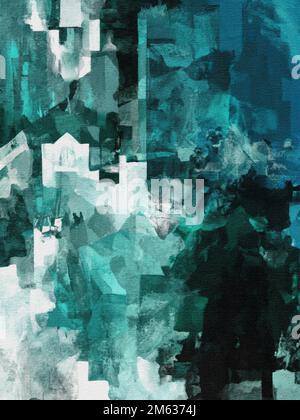 Abstract backdrop of brush strokes on canvas of dark and light shades of blue color Stock Photo