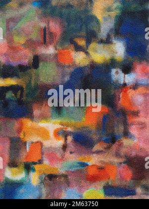 Textured background of colorful wall painted in mosaic style with squares of different sizes and colors Stock Photo