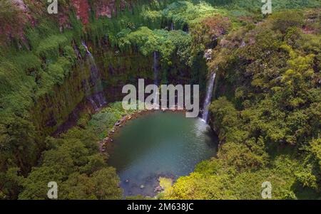 Cascade de Balfour. The waterfall at Ebene Balfour Gardens. This is a part of the capital city Port Louis In Mauritius island. Stock Photo