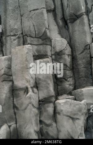 Basalt volcanic rock formations in Reinisfjara beach near Vik in northern Iceland as background Stock Photo