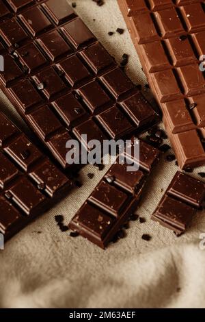 Closeup shot of homemade chocolate bars Stock Photo