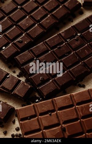 Closeup shot of homemade chocolate bars Stock Photo