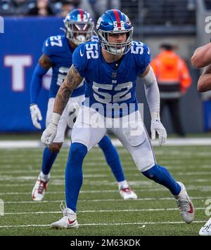 New York Giants linebacker Carter Coughlin (52) during an NFL preseason  football game against the Cincinnati Bengals, Sunday, Aug. 21, 2022 in East  Rutherford, N.J. The Giants won 25-22. (AP Photo/Vera Nieuwenhuis