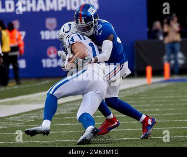 New York Giants cornerback Zyon Gilbert (38) runs a pattern against the  Philadelphia Eagles during an NFL football game, Sunday, Dec. 11, 2022, in  East Rutherford, N.J. (AP Photo/John Minchillo Stock Photo - Alamy