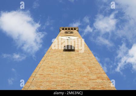 The clock tower of Santarcangelo in Romagna Stock Photo
