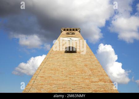 The clock tower of Santarcangelo in Romagna Stock Photo