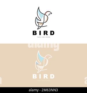 Bird Logo, Bird Wings Vector, Minimalist Design, For Product Branding, Template Icon Illustration Stock Vector