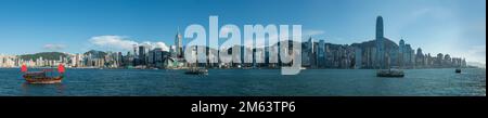 Hi-resolution panorama of the Hong Kong Island city skyline in afternoon sunshine from Tsim Sha Tsui, Kowloon, 2013 (113Mpx) Stock Photo