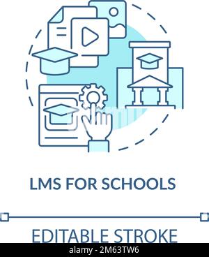 Learning management system for school blue concept icon Stock Vector