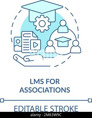 Learning management system for associations blue concept icon Stock Vector
