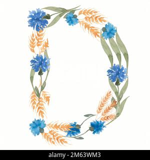 Premium Photo  Floral letter w monogram blue watercolor flowers