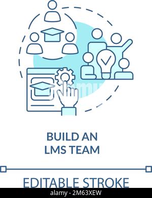 Build LMS team blue concept icon Stock Vector
