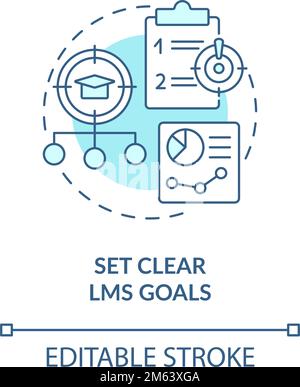 Set clear lms goals blue concept icon Stock Vector