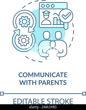 Communicate with parents blue concept icon Stock Vector
