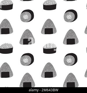 Vector sushi and rolls with fish seamless pattern Stock Vector