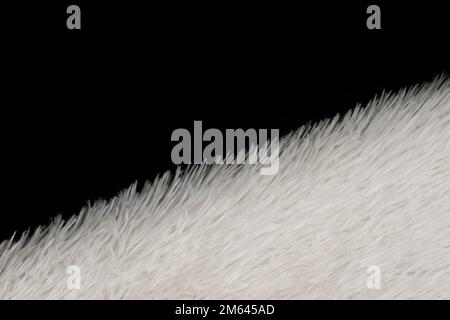 Synthetic fur white texture on black background. Stock Photo