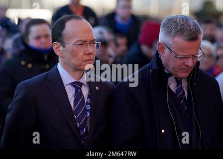 Glasgow Rangers board members Stewart Robertson followed by Andrew ...