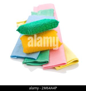 two sponges on rags Stock Photo