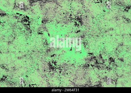 Distressed green color painted damaged old concrete wall Stock Photo