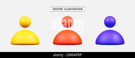 Human profile avatar 3d icon render. realistic design elements collection. vector illustration in cartoon minimal style Stock Vector