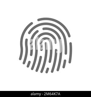 Human fingerprint black vector icon. Finger print, biometric id symbol. Stock Vector