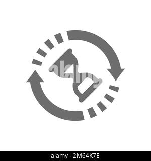 Hourglass in circle arrows vector icon. Sand clock loop cycle filled symbol. Stock Vector