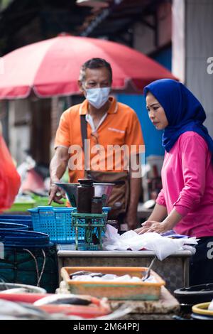 The traditional fish market, Pabean. Surabaya. Indonesia. January 2, 2023. Stock Photo