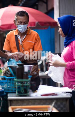 The traditional fish market, Pabean. Surabaya. Indonesia. January 2, 2023. Stock Photo