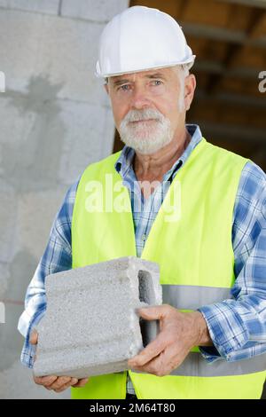 process of creating pavement tiles on cement Stock Photo