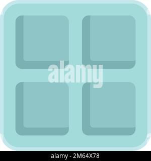 Water ice cube tray icon flat vector. Kitchen container. Melt form isolated Stock Vector