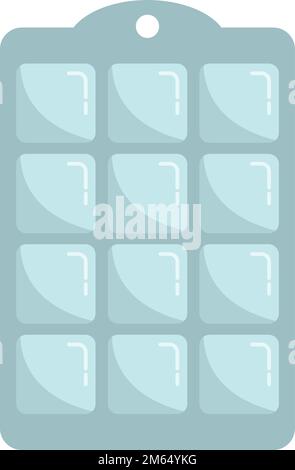 Square ice cube tray icon flat vector. Water container. Kitchen form isolated Stock Vector