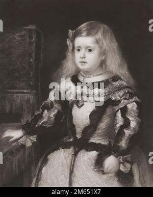 Margaret Theresa of Spain, in Spanish, Margarita Teresa, 1651 – 1673.  After a print made in the 19th century by Charles Albert Waltner which was copied from Velazquez’s famous painting Las Meninas. Stock Photo