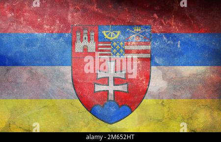 retro flag of German peoples Carpathian Germans with grunge texture. flag representing ethnic group or culture, regional authorities. no flagpole. Pla Stock Photo