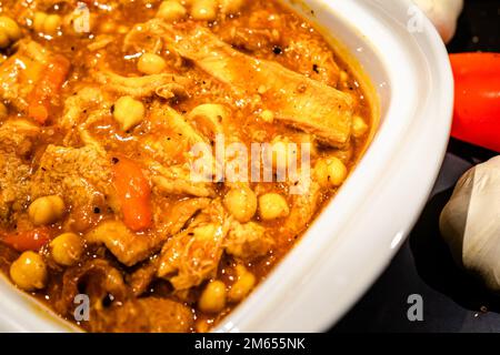 Homemade Ox stripe callos ready for serving. Stock Photo