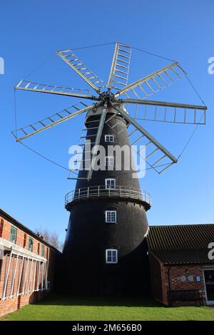 Heckington Windmill, working 8-sail Windmill, Heckington, Sleaford Lincolnshire, UK. Stock Photo