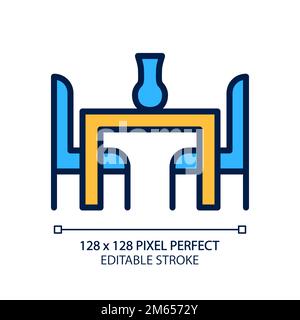 Dining room set pixel perfect RGB color icon Stock Vector