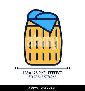 Laundry basket pixel perfect RGB color icon Stock Vector