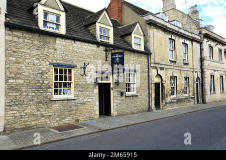 The Lord Burghley pub; Broad Street, Stamford Town, Lincolnshire County, England, UK Stock Photo