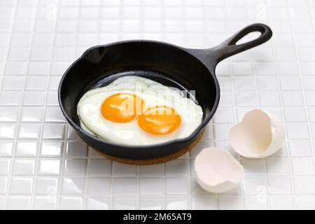 fried egg (double yolk egg ) Stock Photo